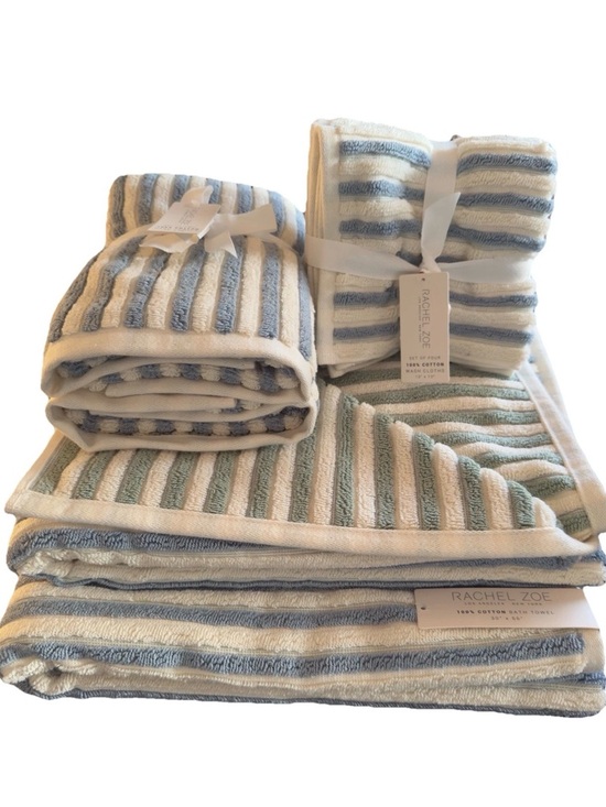 Other - Rachel Zoe 8 Pc Set Reversible Blue Green 2 Bath 2 Hand Towels 4 Washcloths NWT